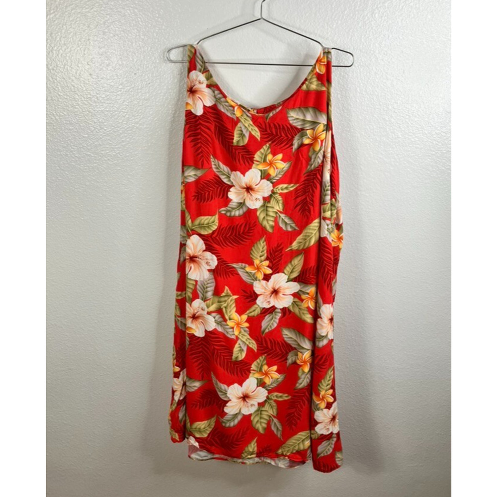 Two Palms Sleeveless Floral Tropical Dress Size 4X Red Beach Boho Made in Hawaii
